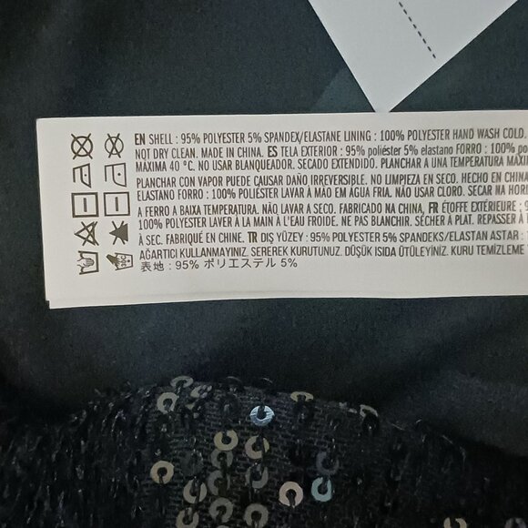 NEW Black Sequin High-Rise Wide-Leg Pants Size S‎ Back Zipper - Picture 11 of 11